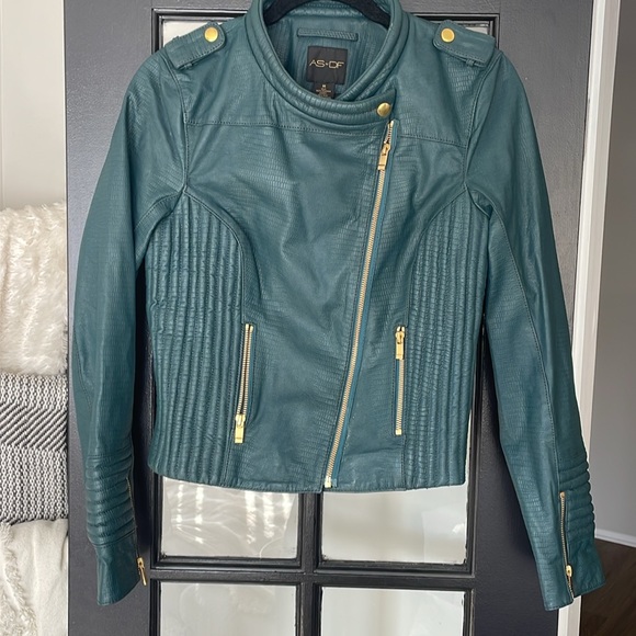 ASOS Teal Leather Jacket for Women - Picture 9 of 10
